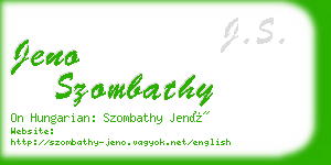 jeno szombathy business card